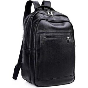 Cowhide Laptop Backpack for Men 15.6 inch Leather